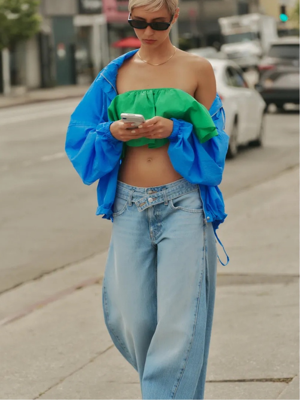 ZARA ruffled taffeta bandeau top